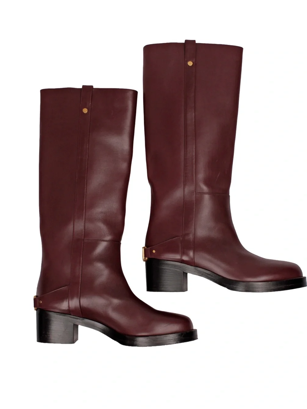 Valentino Troopup Burgundy Leather Riding Boots